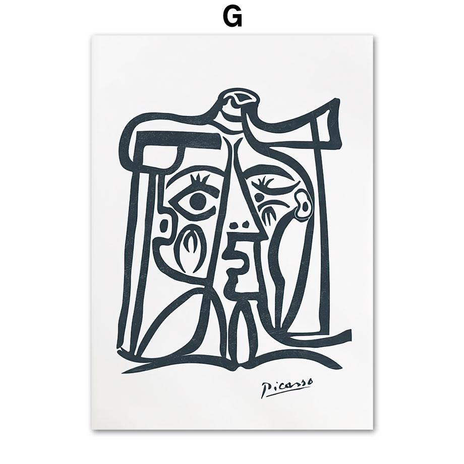 Abstract Boho Matisse Picasso Sun Moon Poster Dark Blue Wall Art Print Canvas Painting Gallery Wall Pictures Living Room Decor