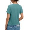Women's Fashion Short-sleeved V-neck Solid Color Top Casual Button T-shirt