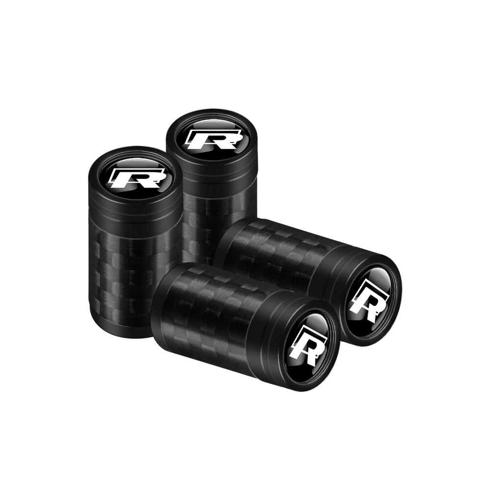 NRYJK1 4PCS Carbon Fiber Car Emblem Wheel Tire Valve Stem Cap Airtight Cover For Volkswagen Vw Tiguan Jetta Mk6 Scirocco GTI Polo 6R R