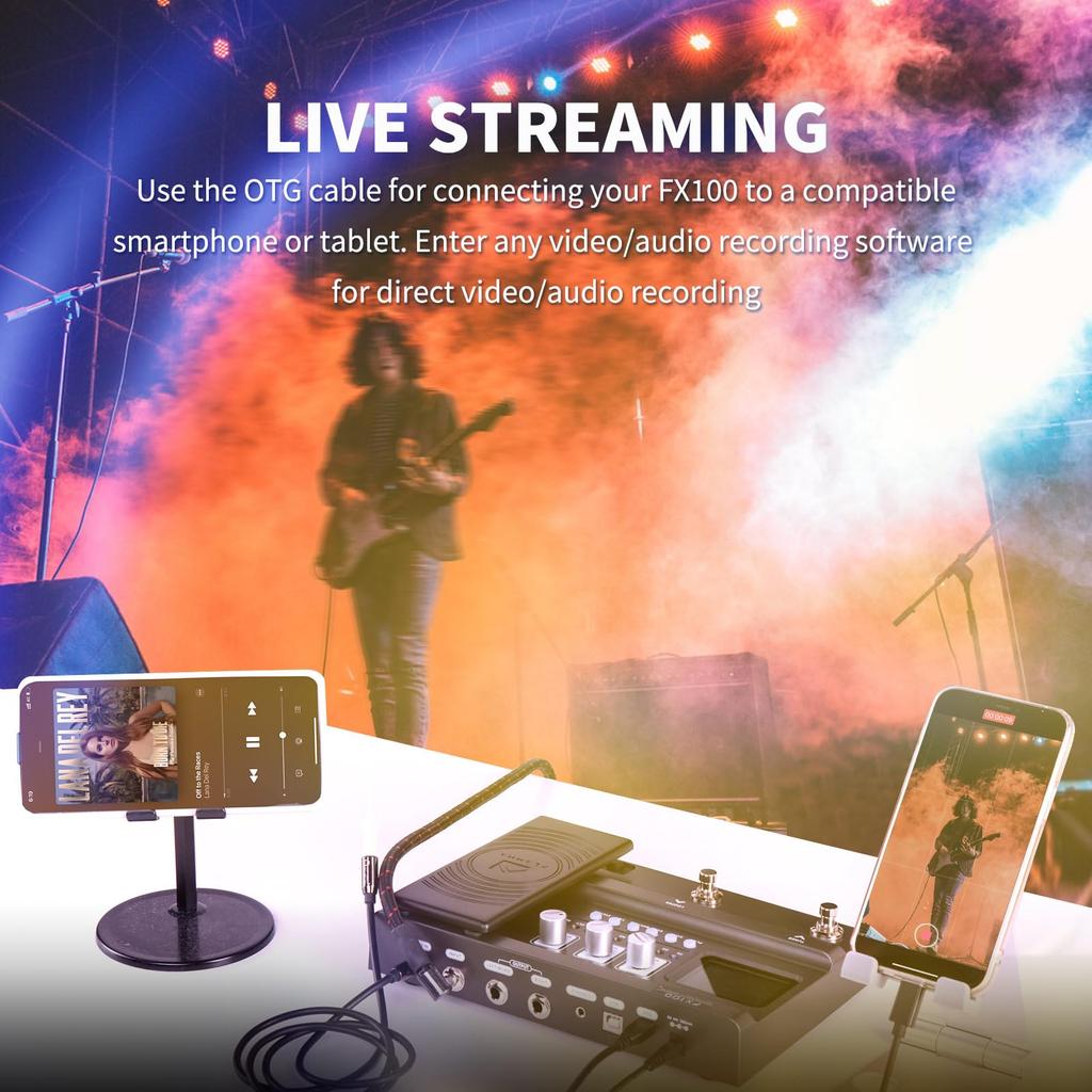 FLAMMA FX100 Guitar Pedal with 151 200 55 Amp 40 Drum and 10 Dark Gray Multi-Effects Effects, 80-Second Looper, Presets, Models, Machines, Metronomes,