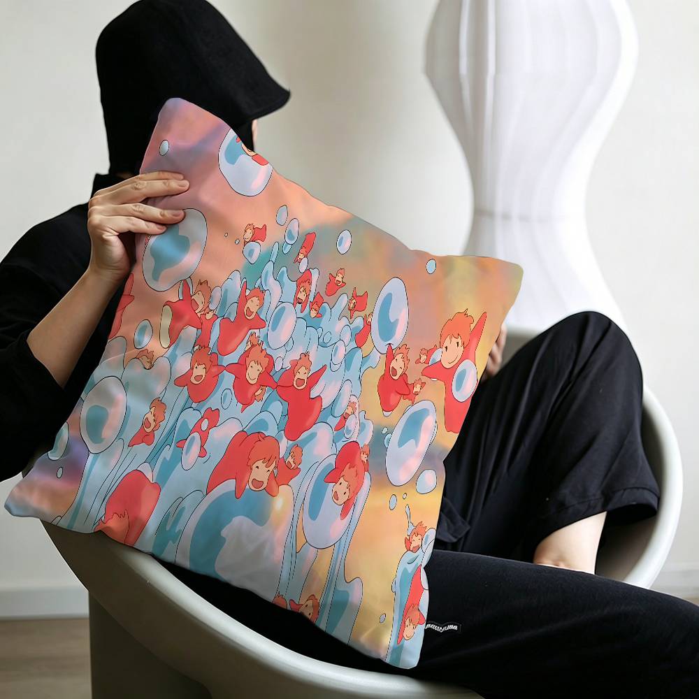 Cute PPonyo Movie on The Cliff Pillow Cushion Cover Pillowcase Living Room Sofa Home Decor Customized