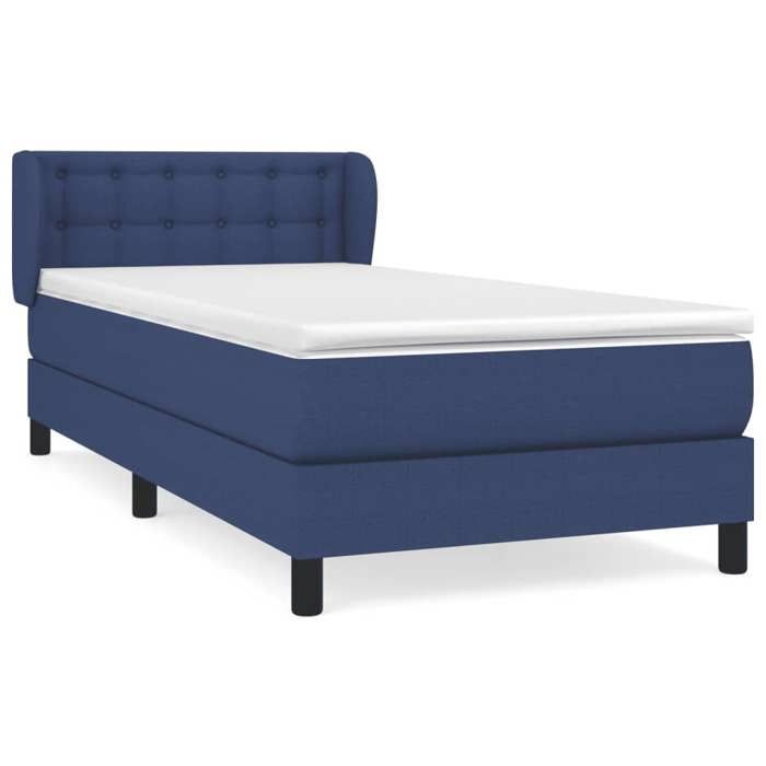 Maison Exclusive - Sommier à lattes de lit avec matelas Bleu 90x190 cm Tissu