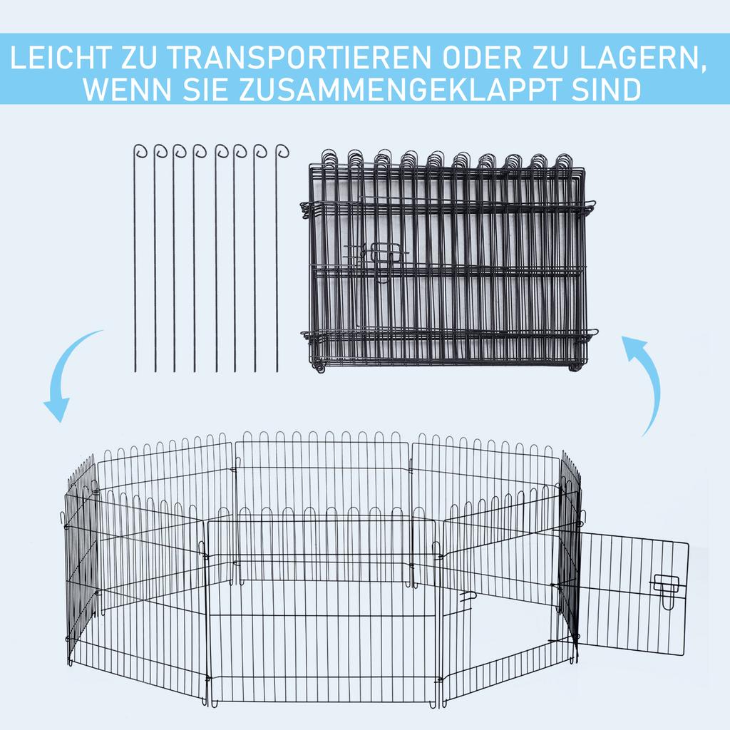 Puppy Playpen 8-Piece Puppy Enclosure with 8 Grid Panels Door Protective Tarp Free-Range Enclosure 61cm High Puppy Fence Playpen for Pets Dog Cat