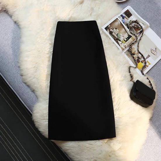 Women Suit Skirt A-Line Style High-Waisted Design Midi Skirt Back Slit