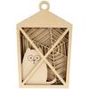 Halloween Decoration - ARTEMIO - Cat Lantern - Natural Wood - 18.4 X 12 X 2.3 Cm - Mixed