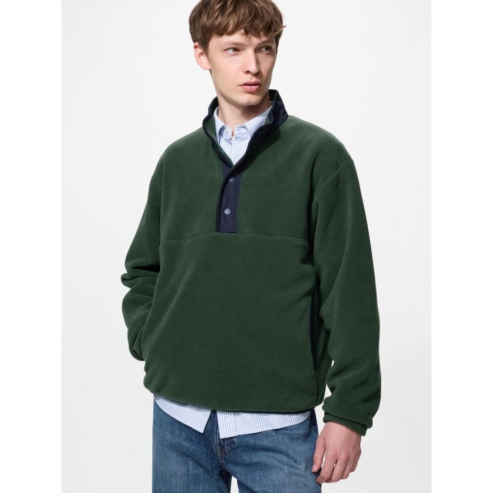 Uniqlo Японский флисовый пуловер на пуговицах