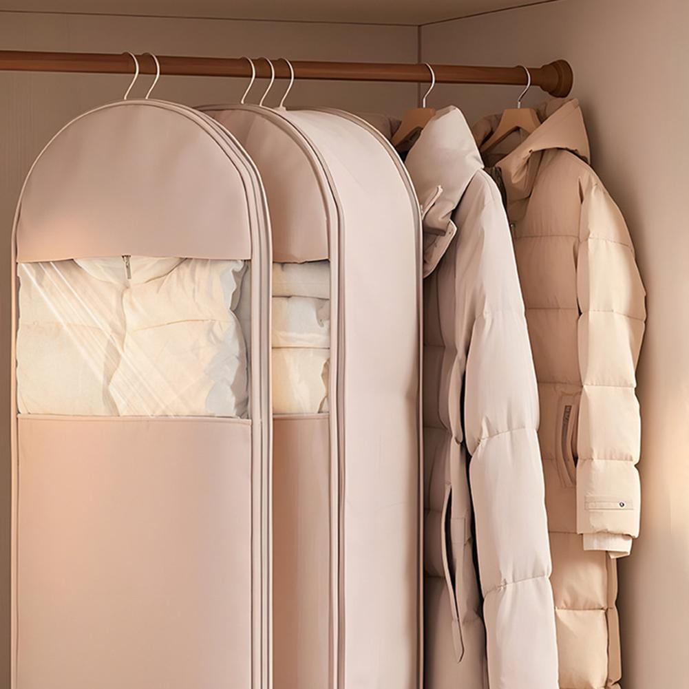 Подвесной чехол для одежды с самокомпрессионной молнией, пылезащитный чехол, сумки для одежды, экономящий место, прозрачный пылезащитный чехол для хранения в шкафу