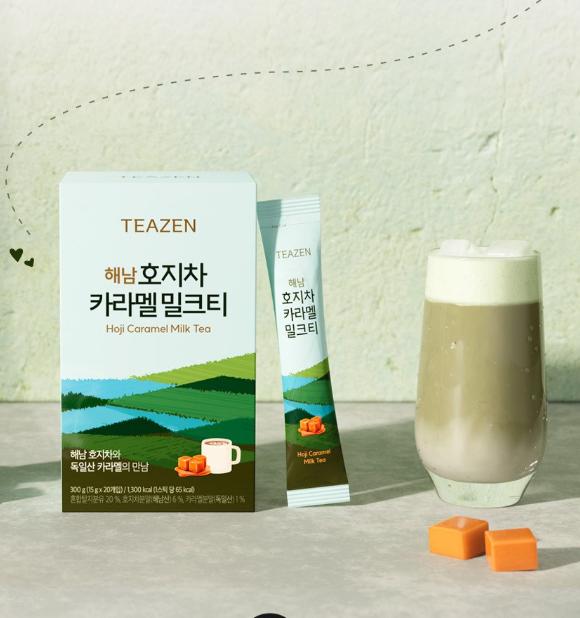 Teazen Haenam Hojicha Caramel Milk Tea 20 Sachets – Premium Korean Milk Tea