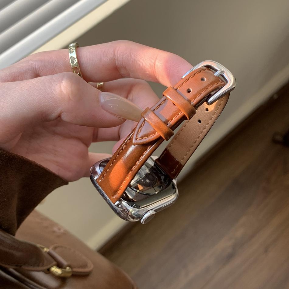 Роскошный браслет из кожи теленка с пропиткой для Apple Watch Band Серии 11/10/9/8/7/6/5/Ultra Ремешок iWatch 49/46/45/44/42/41/40/38 мм