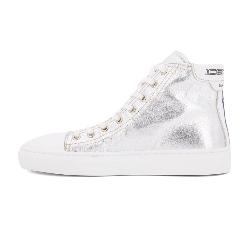 Женские высокие серебряные кроссовки ICECOOL SAINT TROPEZ