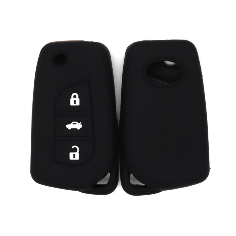 Fall-proof key cover, suitable for Toyota RV4, Rongfangguan, Ruizhi, Carola, Linc, folding type, 3-buckle silicone key bag