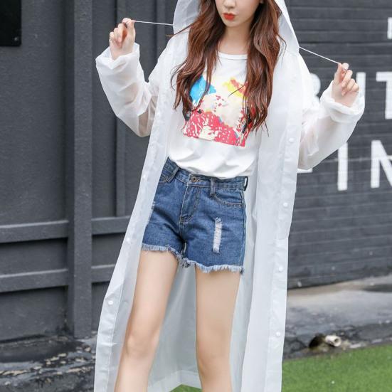 Long Raincoat Single-breasted Hooded Reusable Men Women Rainy Day Outdoor Hoodie Rain Coat for Garden