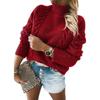 Fall/Winter Women's Sweater Solid Color High Neck Long Sleeve Knitted Casual Sweater