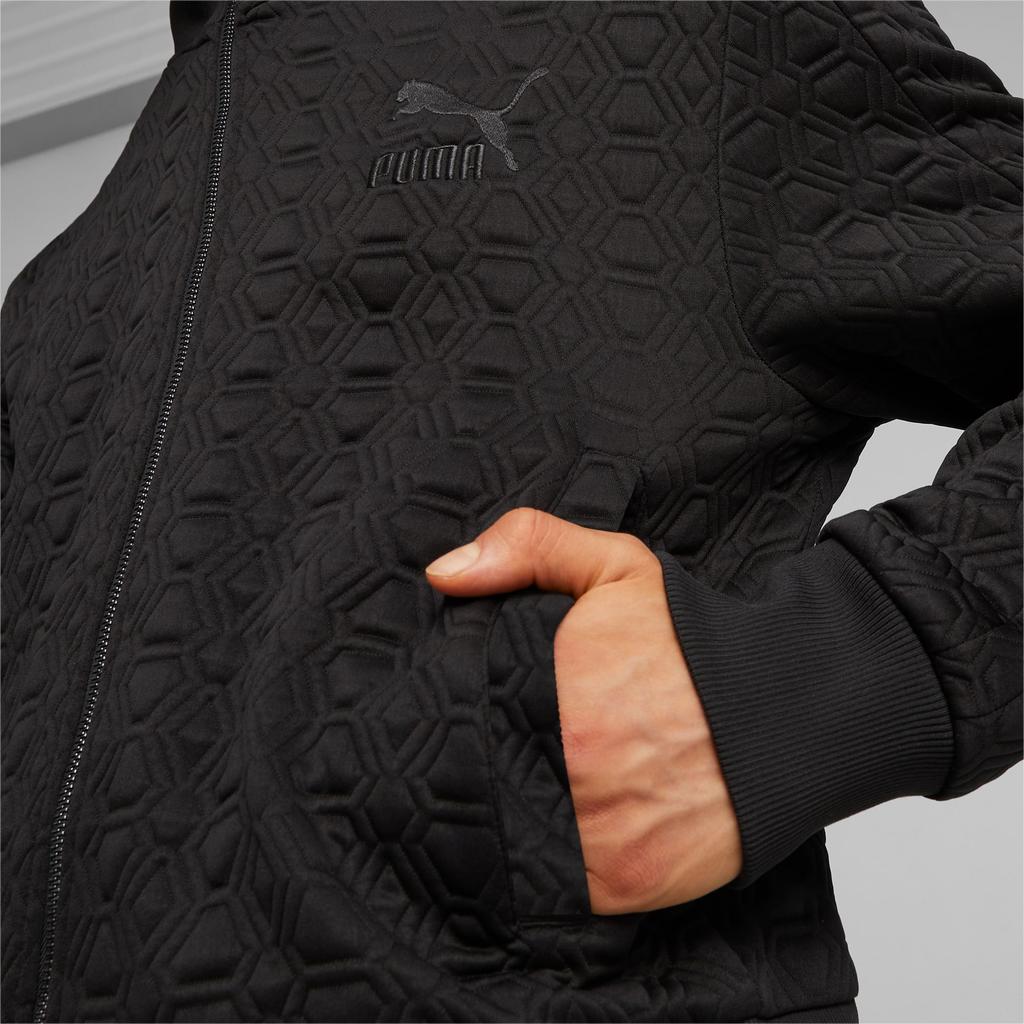 Puma T7 Luxe Sport Куртка с полной печатью, повседневная, со стойкой, свободного кроя, с длинным рукавом, унисекс, черная 620852-01