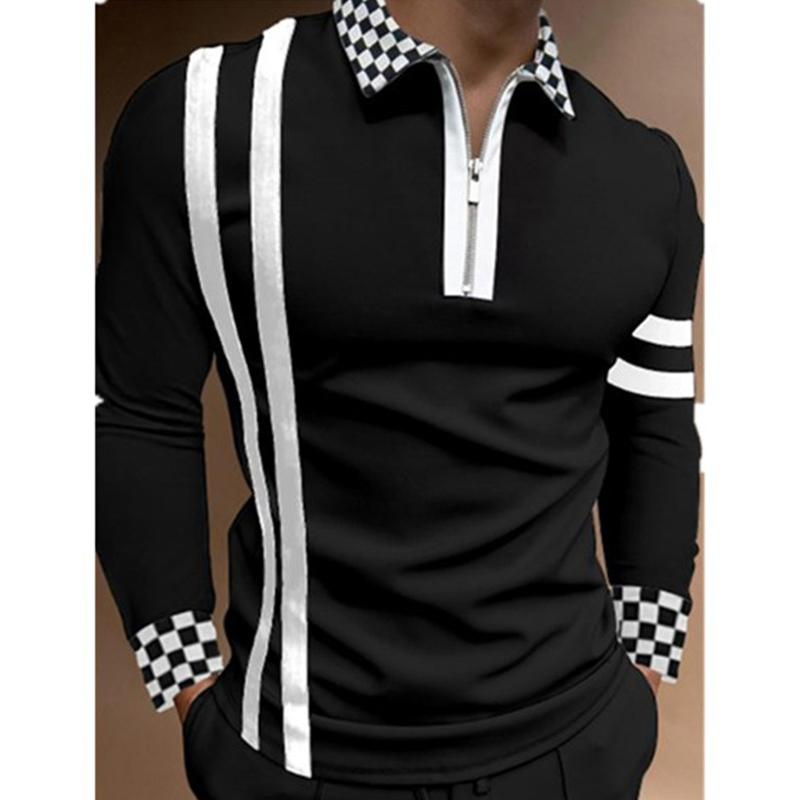 Spring Autumn Men Clothes Long Sleeve 3D Digital Print Sport Polo Shirt Men Lapel Golf Polo Shirt Tops