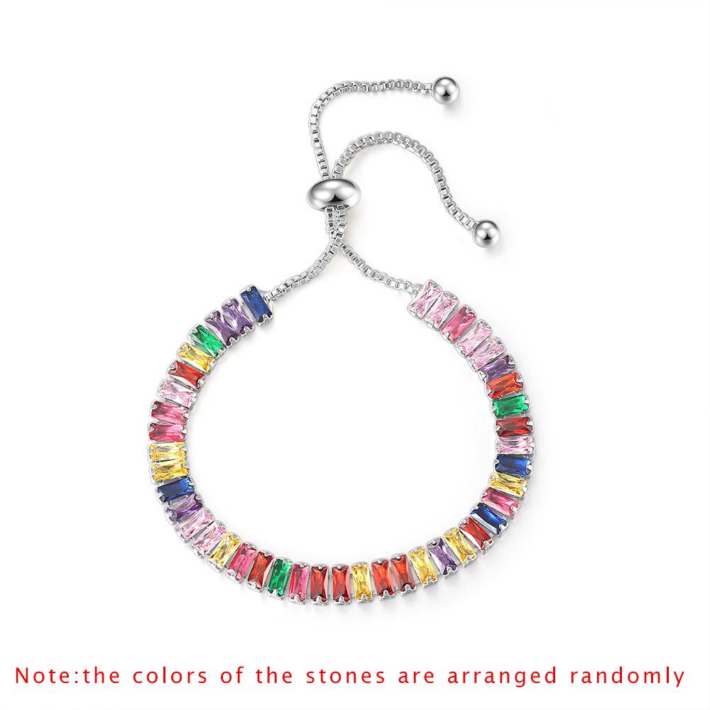 ZHOUYANG Kpop Women's Tennis Bracelet Luxury 2.5*5 mm Multicolor Zircon Bracelets For Women Wholesale Adjustable Jewelry DZH009
