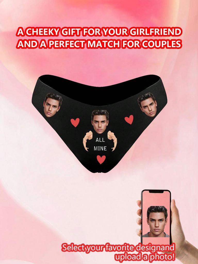 Women's Sexy Thong Panties Customized Portrait Printed Pattern Comfortable Panties Low Waist Thong