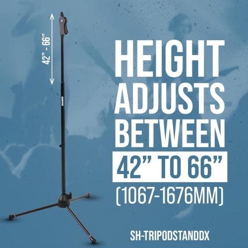 Shure by Gator Deluxe Tripod Microphone Stand, Straight Type, with Pistol Grip Clutch, SH-TRIPODSTANDDX