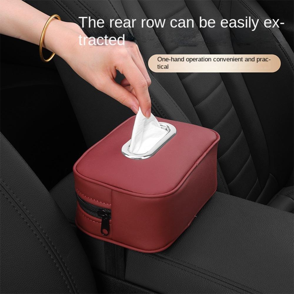 Zipper Car Tissue Box Multifunctional Car Seat Back Organizer Backseat Tissue Case Armrest