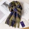 Wool Scarf Men and Women Winter Girls Plaid Scarf Atmosphere Pink Gray Plaid Birthday Gift