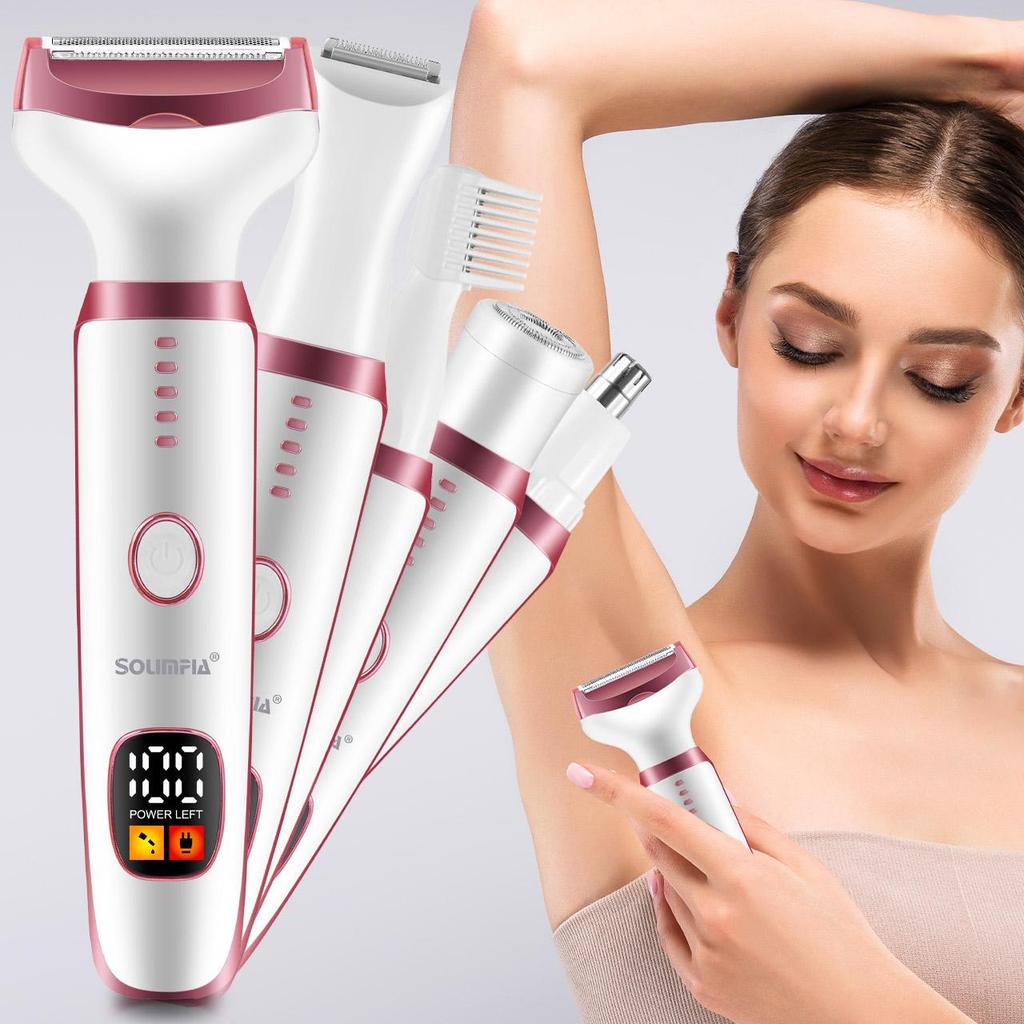 Bikini Trimmer for Women 5 In 1 Electric Razors for Women Rechargeable Pubic Hair Trimmer Womens Electric Shaver for Legs Body Hair