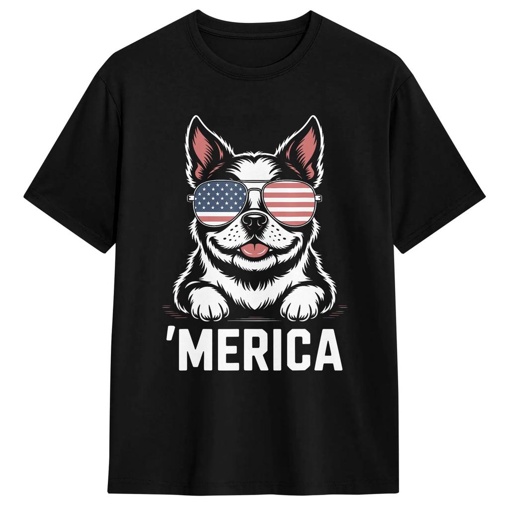Merica Boston Terrier T Shirt Trendy Cool T Shirts Short Sleeves Y2k Retro Tshirt Summer Cotton Oversized Tees