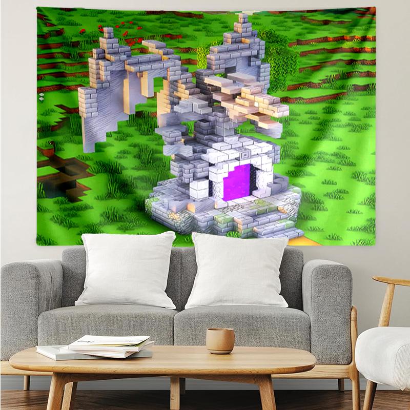 Minecraft5 Tapestry for Bedroom Aesthetic Classroom Tapestries Wall Hanging for Living Room Dorm Office,Ideal Creative Gift