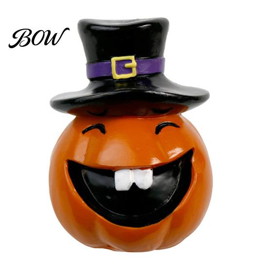 Decorative Pumpkin Statues Halloween Statue, Resin Spooky Face Figurine for Cute Witch Hat Indoor Tabletop, Tiered Tray, Party, Home Decor Festive