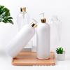 1000ML Round Shoulder PET Bottle with Gold & White Aluminum Lotion Pump
