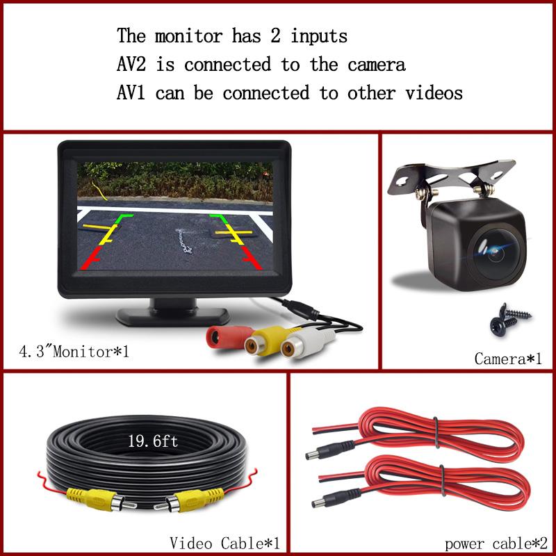Простая установка 4,3/5-дюймового автомобильного ЖК-монитора с камерой заднего вида для автомобиля, фургона, ночного видения, система парковки с видеозаписью заднего вида