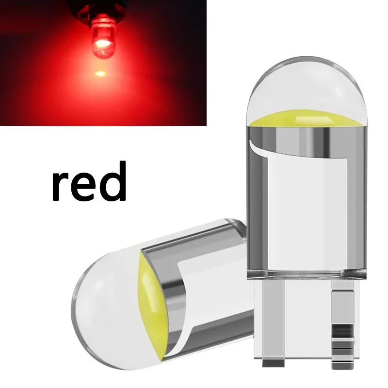 Автомобильный светодиод T10 W5W Canbus Glass COB 6000k Купольная лампа для чтения Маркерный клин номерного знака Лампа 168 194 192 DC 12 В Белый Синий Красный