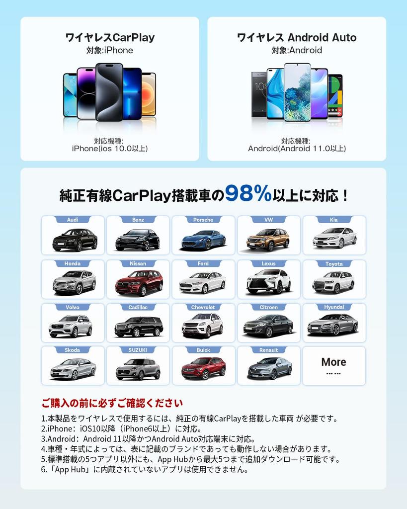 Ottocast Ottostar Беспроводной адаптер CarPlay для YouTube/Netflix и т. д., Беспроводной Беспроводной CarPlay Автомобильный/Android Auto