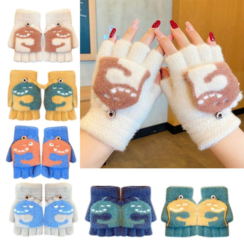 Утолщенные перчатки осень-зима, детские перчатки с мультяшным принтом, теплые варежки для мальчиков и девочек
