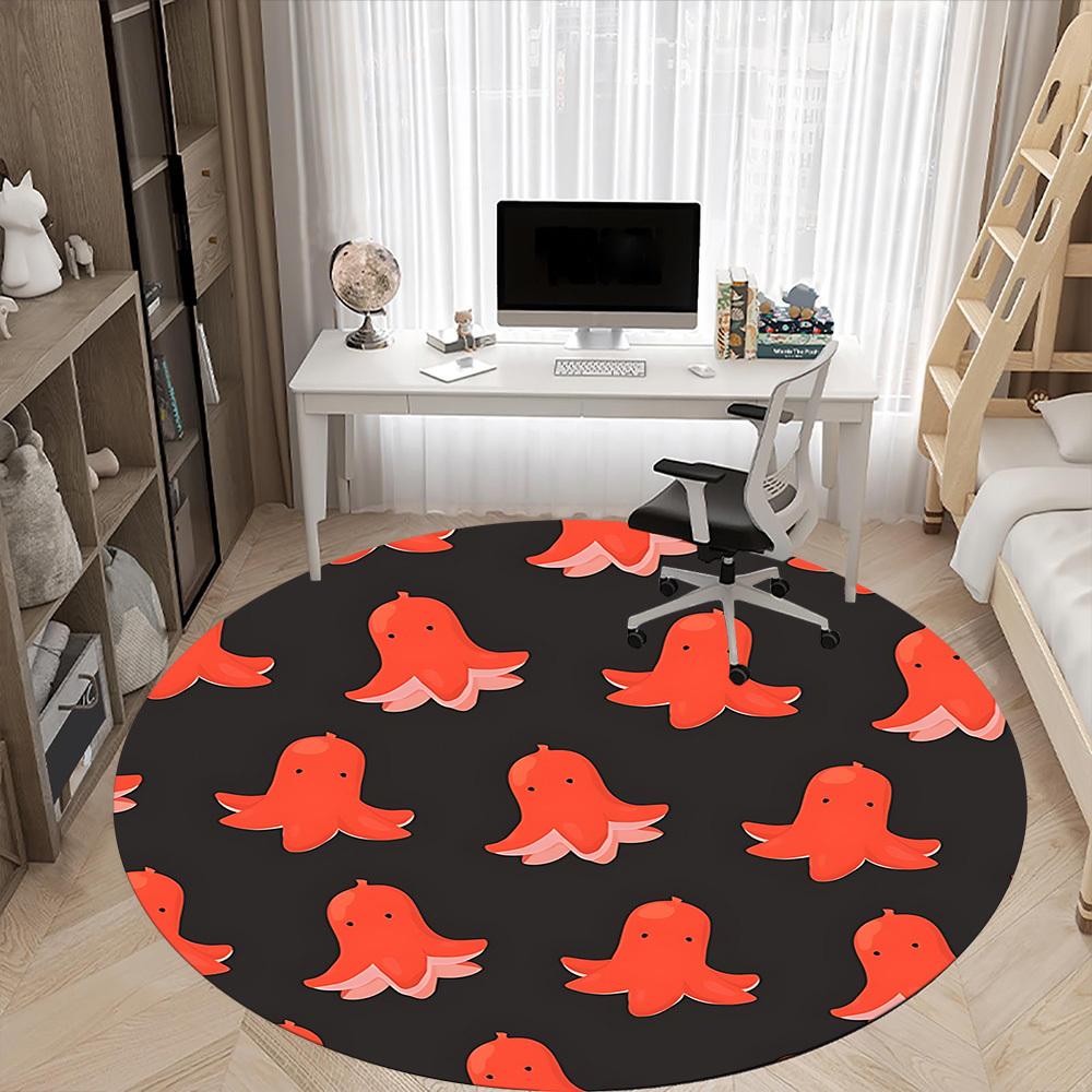 1pc Octopus Pattern Office Round Rug, Non-slip, Soft and Durable Office Rug for Interior Decoration, Perfect for Office, Beautiful Decoration yy260312