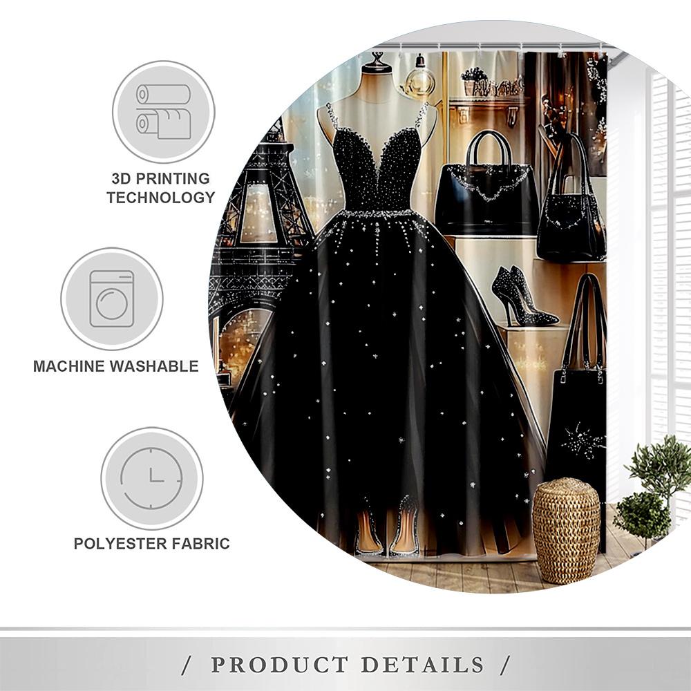 Paris Eiffel Tower Night Scene Shower Curtain Waterproof Bathroom Decor Curtain for Modern Home Bathroom Shower Curtain