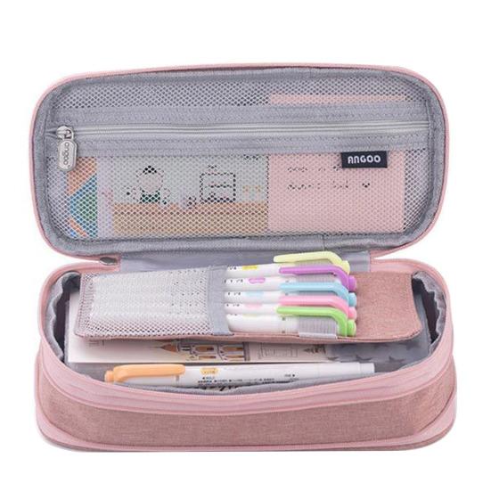 Large Capacity Pen Pouch Portable Storage Organizer Bag Zipper Closure Stationery Pencil Pouch Office Supplies