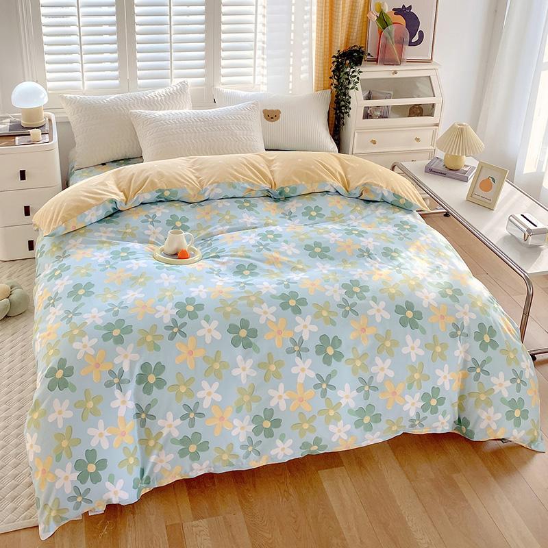 Пододеяльник из чистого хлопка с струйной печатью, размер 200x230 см, с цветочным клетчатым узором, удобный и дышащий, подходит для двуспальной кровати.
