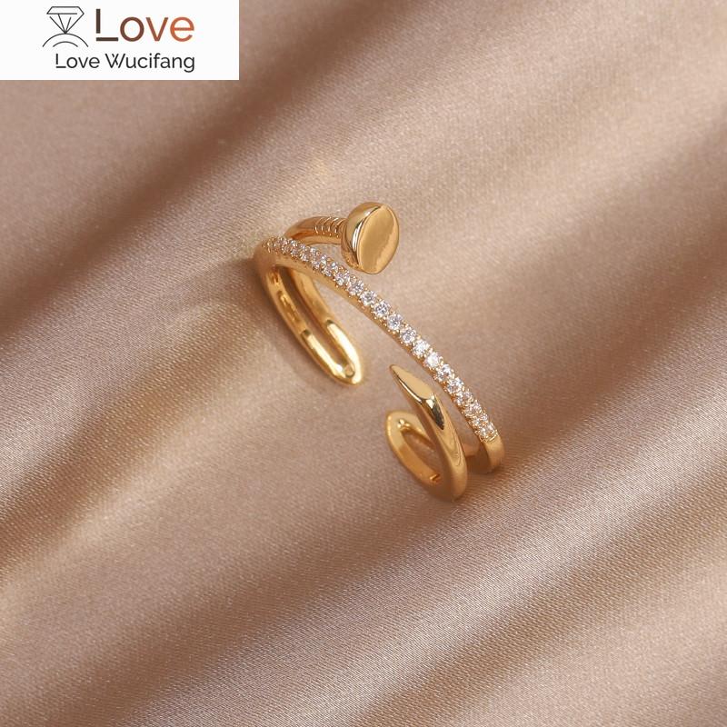 Модные ювелирные изделия Южной Кореи 14K настоящее золото гальваническое простое циркониевое кольцо элегантное женское открывающееся регулируемое кольцо