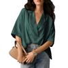 Summer Short Sleeved Lapel Casual Loose Top Solid Color Women's Blouses & Shirts