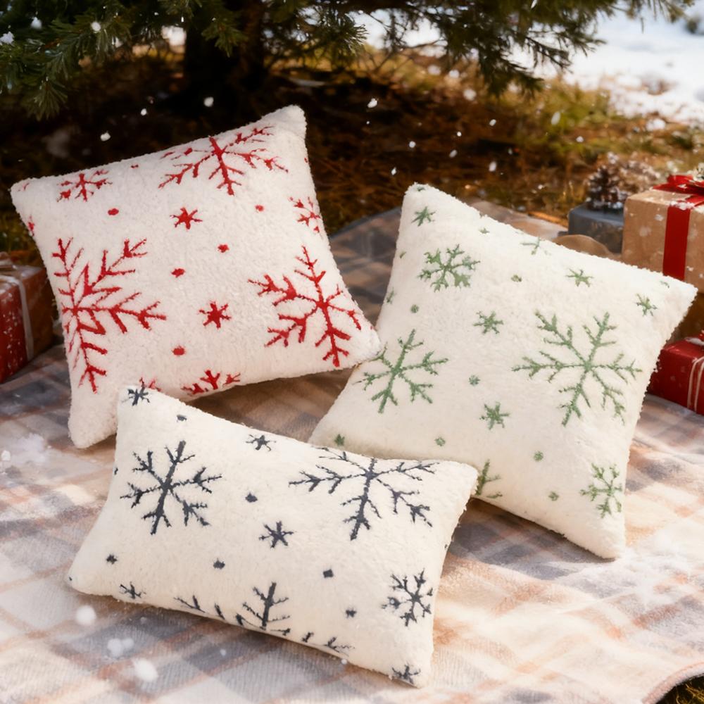 КУПИТЬСЕЙЧАС 1 шт. Плюшевая жаккардовая наволочка-подушка "Снежинка" Рождественская тематика Мягкая минималистичная наволочка для дивана в гостиной Домашний декор для кровати