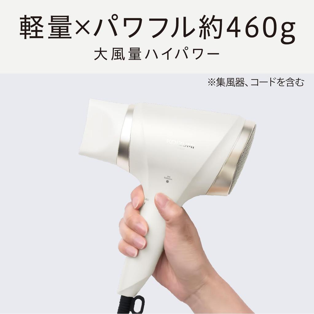Фен Koizumi Ion Balance Light Job Большой объем воздуха Легкий быстросохнущий Статический контроль Белый KHD-9040/W