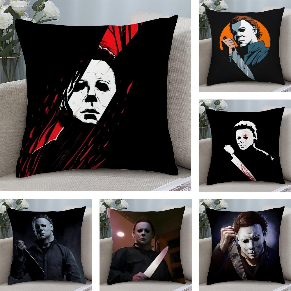 MMichael MMyers Horror Movie Cushion Cover Plush Fabric Soft DoubleSided Printed Sofa Warm Winter Home Child Gift Pillow Case