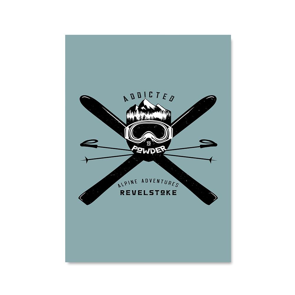 Retro Addicted to Powder Revel stoke Posters and Prints Ski Badge Wall Art Canvas Painting Hd Print Wall Picture For Living Room No Frame