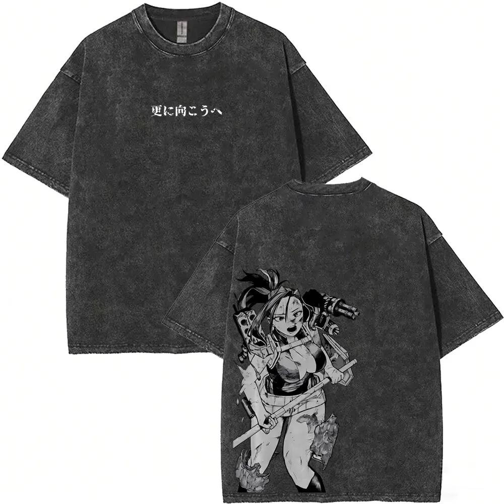 Washed Tee Washed Vintage Anime My Hero Academia Rumi Usagiyama Mirko Graphic T-shirt Men Manga Harajuku T-shirts11