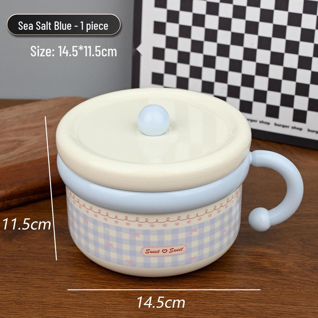 Stainless Steel Noodle Bowl with Lid & Handle for Dorms and Work - Food Grade Lunch Box