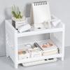 New Multifunctional Double-layer Storage Rack Shelf Plastic Rectangular Desk Desktop Shelves Cosmetic Sundries Organizer Holders