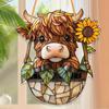 Acrylic Window Hanging Garden Ornament Decorative Pendant Animal Cow Plaque for Fence,