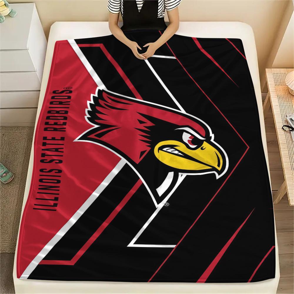 Illinois State Redbirds Print Flannel Blanket High Quality Warm Comfortable Cover for All Seasons Perfect for Gifts Home Decor