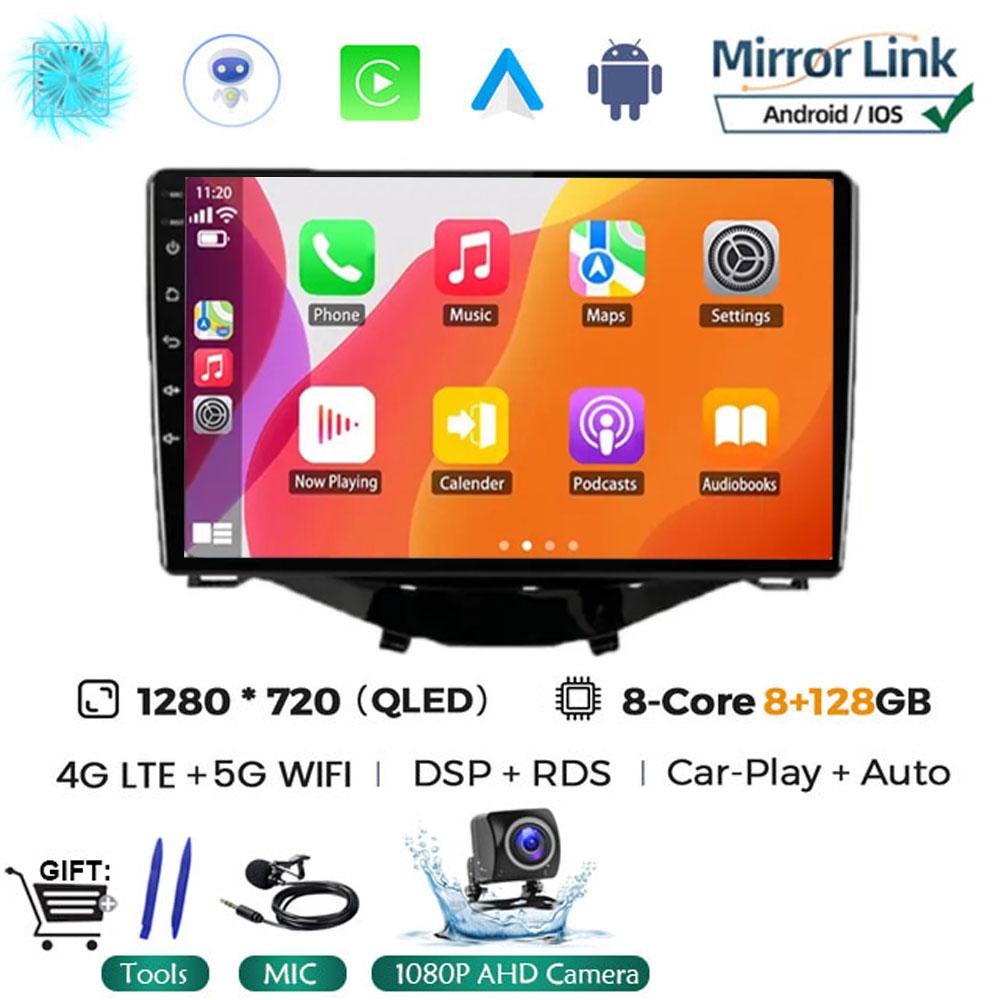 Car Radio Multimedia Player Android 14 For Toyota Aygo 2015 Peugeot 108 2020 Citroen C1 2015 - 2022 GPS Navigation Apple Carplay