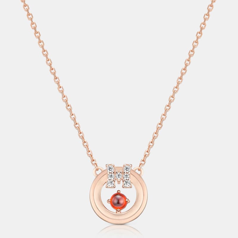 METROCITY JEWELRY Январский камень M Базовое Серебряное Розовое Ожерелье A233SN9151RPD